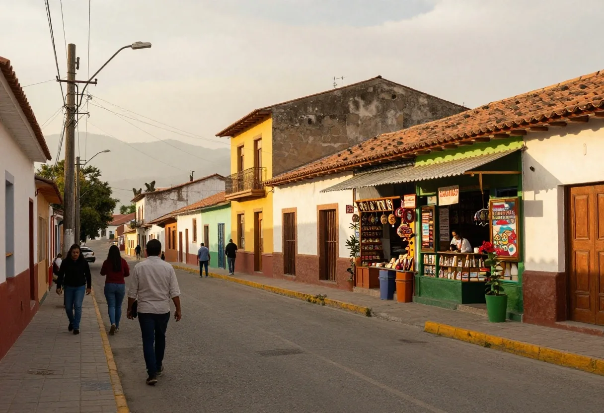 Calle del barrio Aranjuez en Medellín por la tarde