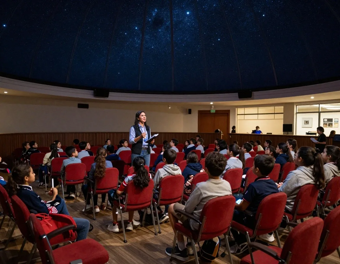 Grupo escolar en función del planetario