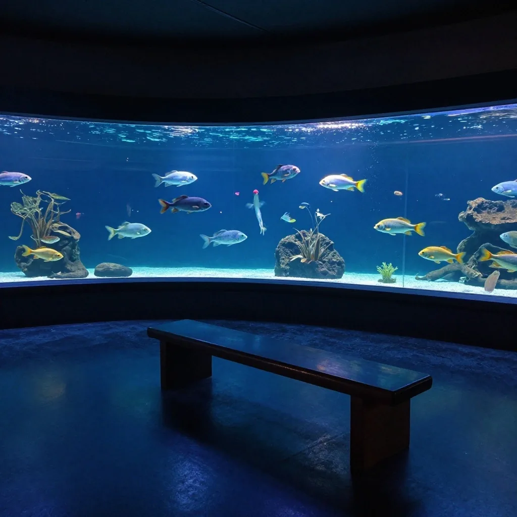 Visitantes frente al tanque del acuario en Medellín