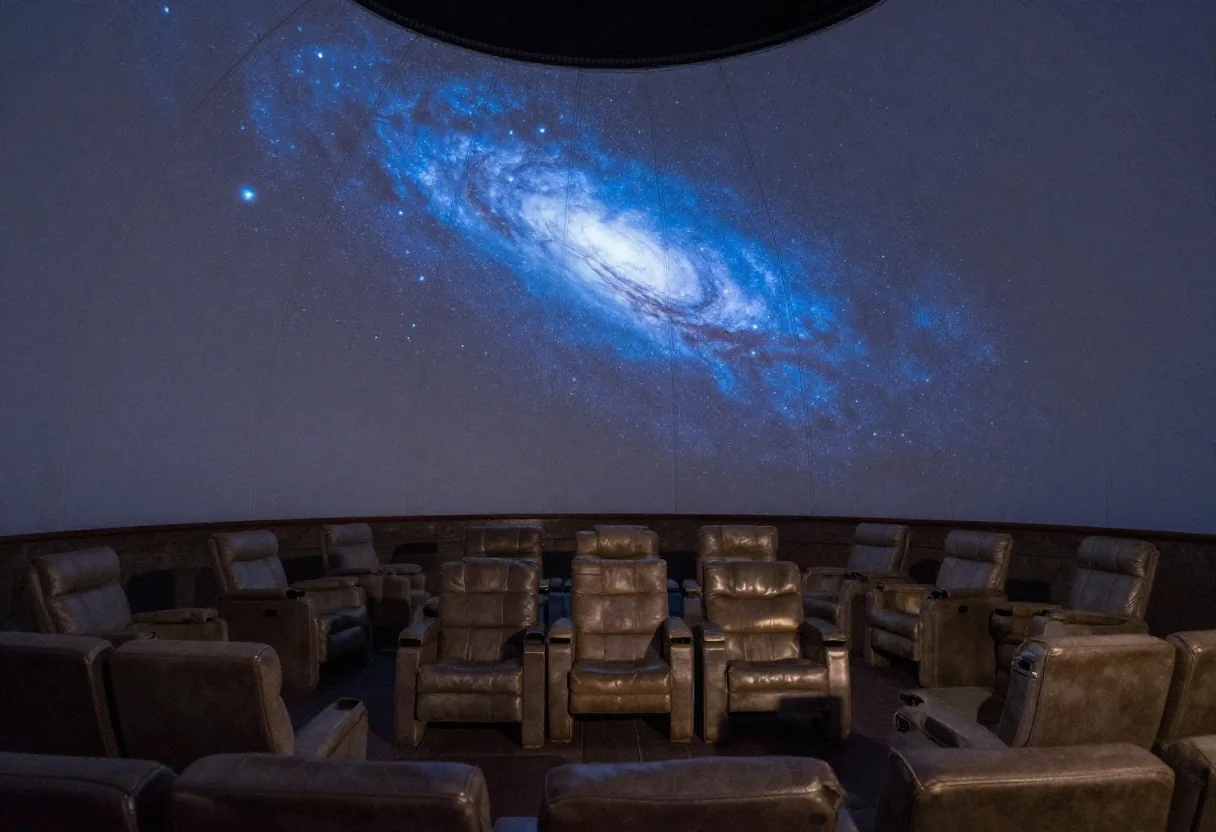 Interior del domo del planetario con público
