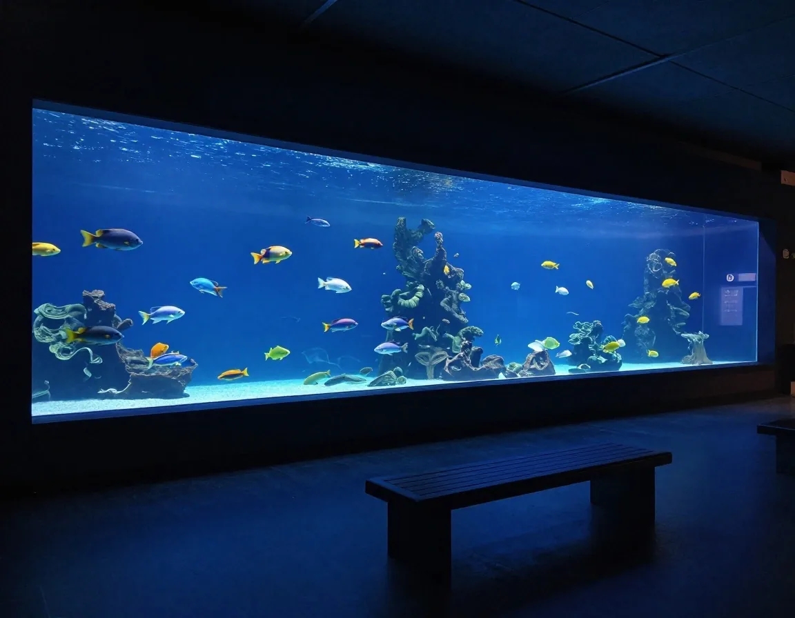 Túnel del acuario en Medellín con peces amazónicos