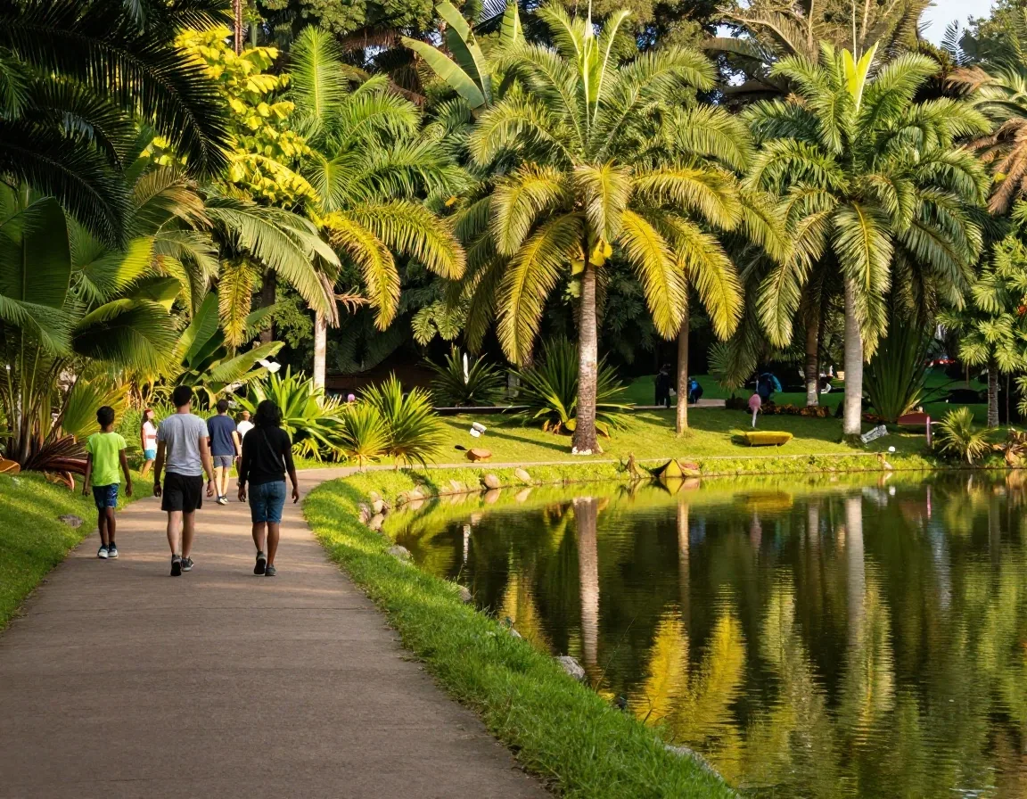 Lago y palmas del Jardín Botánico junto a Explora