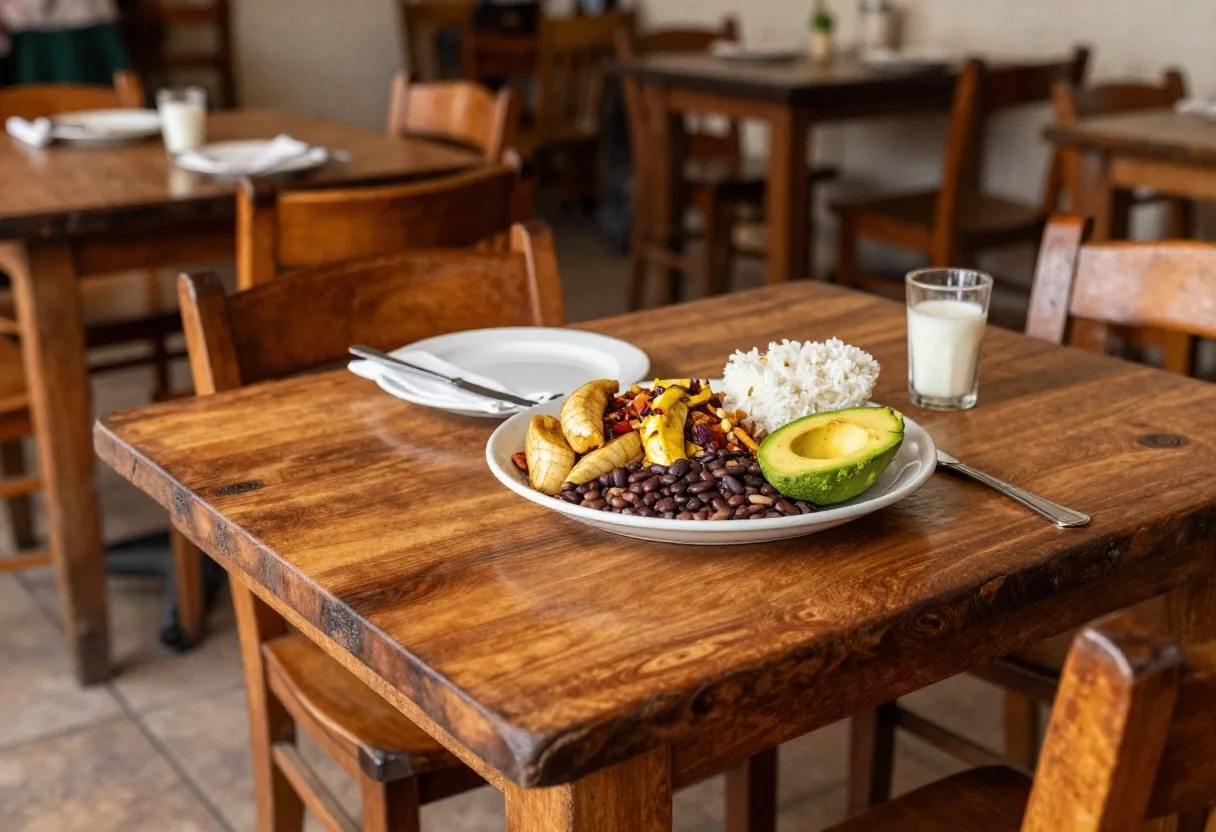 Almuerzo tradicional con bandeja paisa en fonda del centro