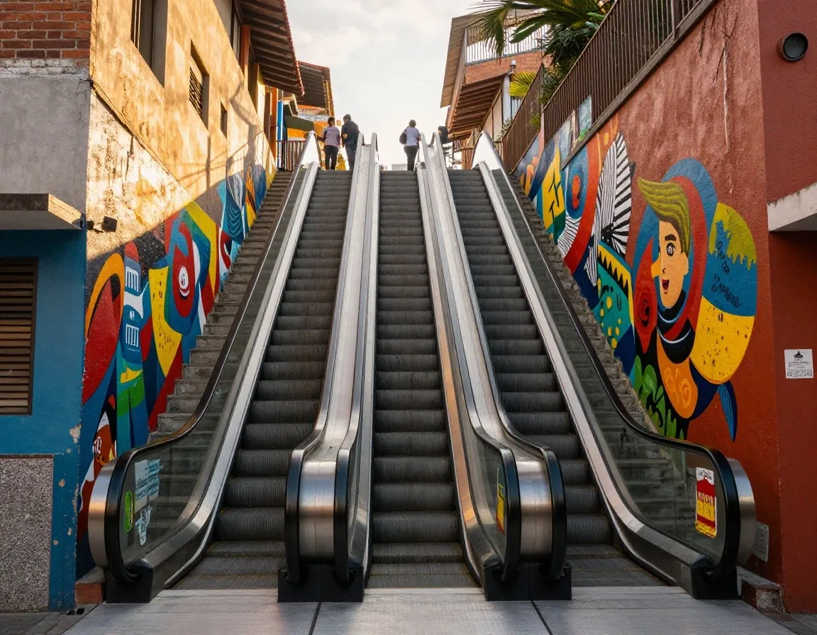 Murales y escaleras eléctricas en la Comuna 13