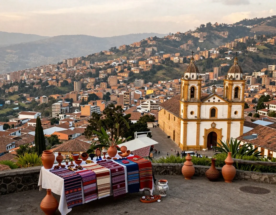 Pueblito Paisa en el Cerro Nutibara con vista a la ciudad