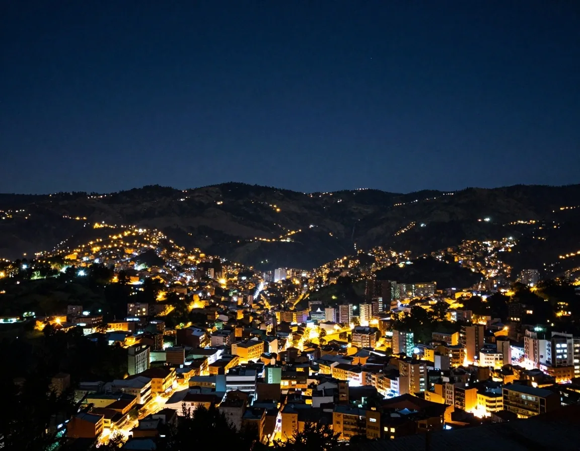 Cielo nocturno sobre Medellín visto desde un mirador