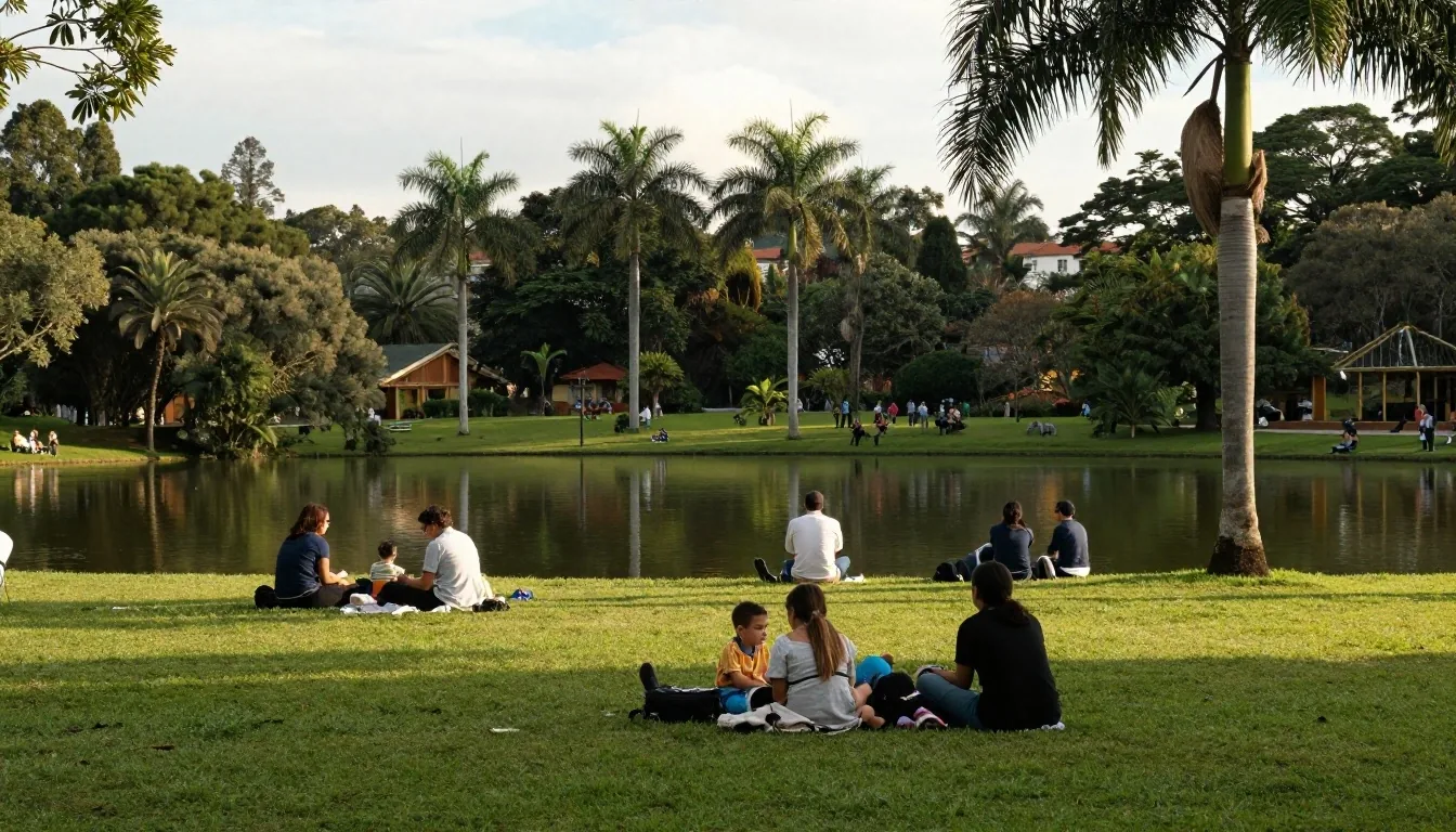 Visitantes descansando en el Jardín Botánico después del Planetario